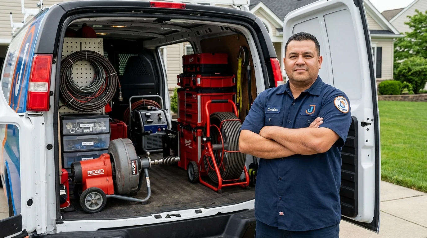 Professional drain cleaning equipment and Johns Plumbing LLC plumber in Covington
